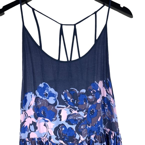 Free People Intimately Voile Slip Strappy Floral Print Dress in Midnight Size M - Picture 2 of 11